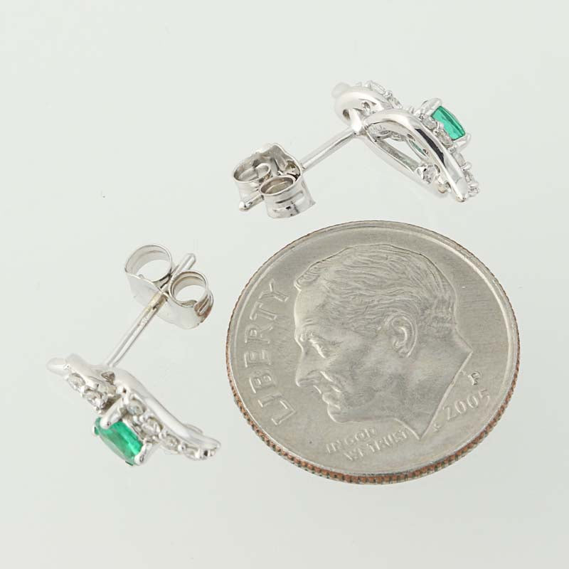 Emerald & Diamond Earrings .54ctw