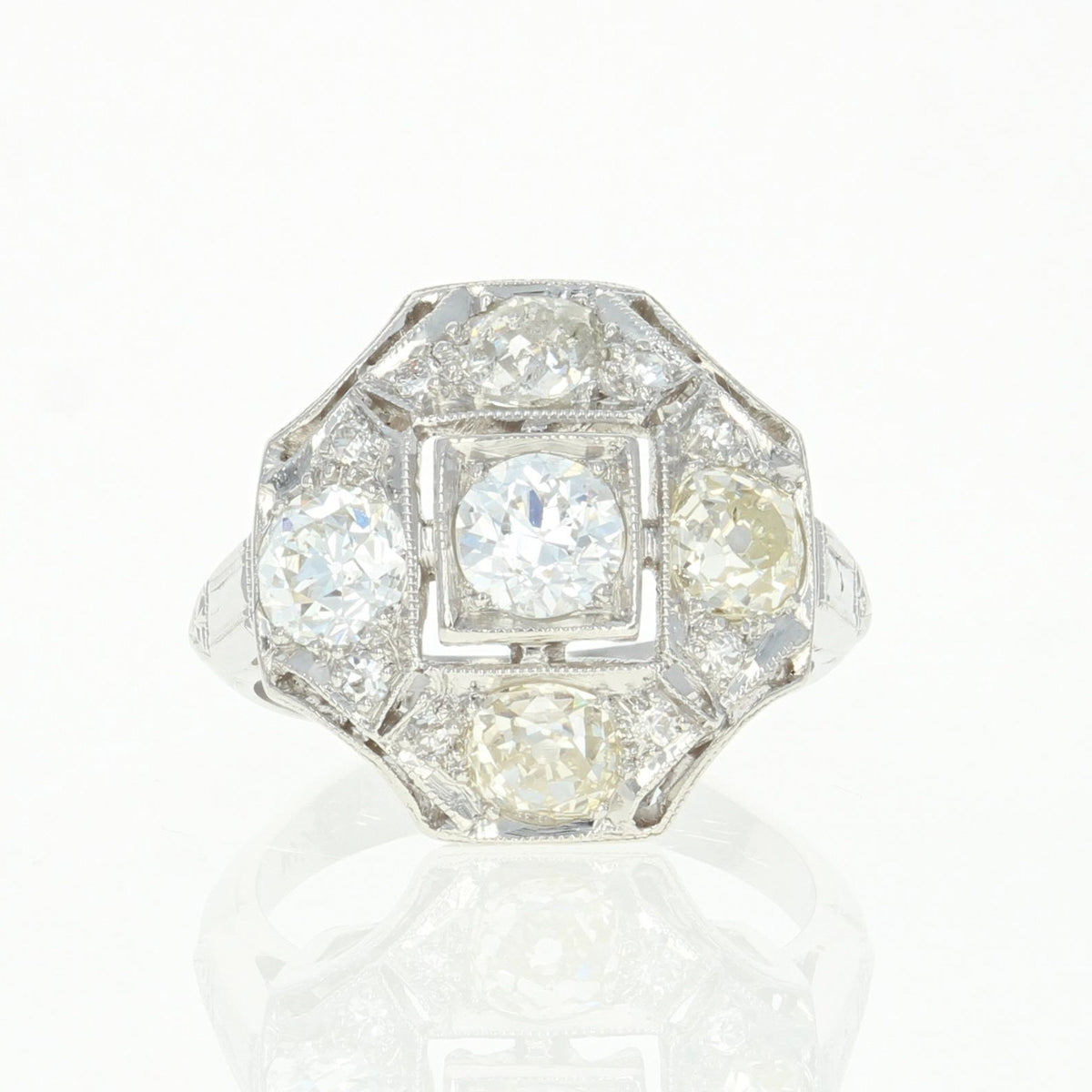 1.58ctw Diamond Art Deco Ring Platinum