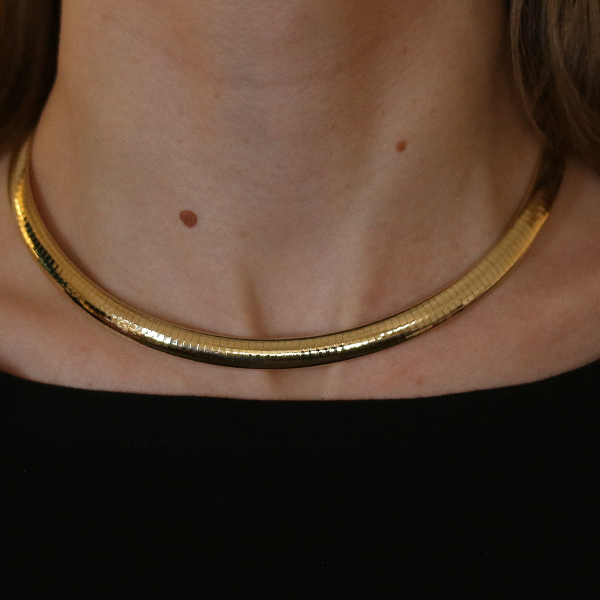 Omega Chain Choker Necklace Yellow Gold