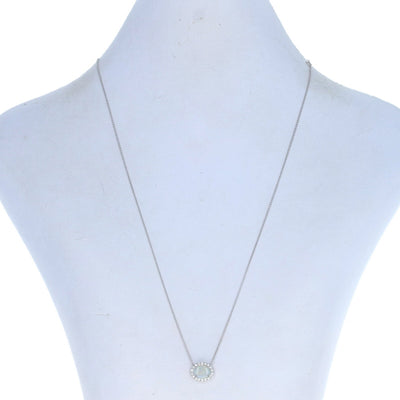 .60ct Opal & Diamond Necklace White Gold