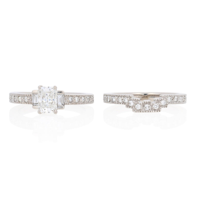 Radiant Cut Diamond Engagement Ring & Wedding Band GIA 1.31ctw