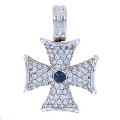 .70ct Sapphire & Diamond Bolnisi Cross Enhancer Pendant White Gold