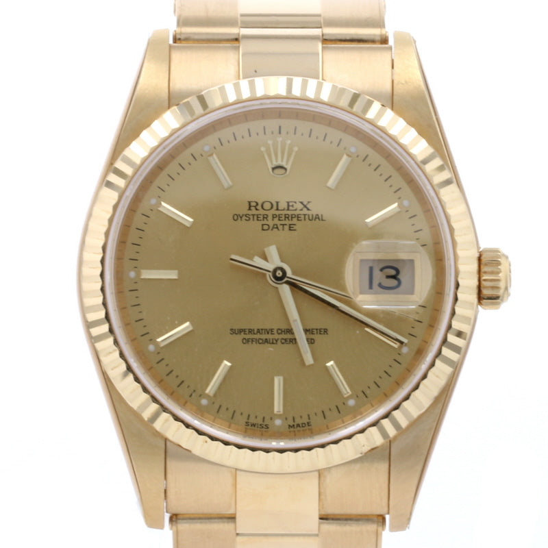 Rolex Oyster Perpetual Date 36mm Men's Wristwatch 15238 Yellow Gold
