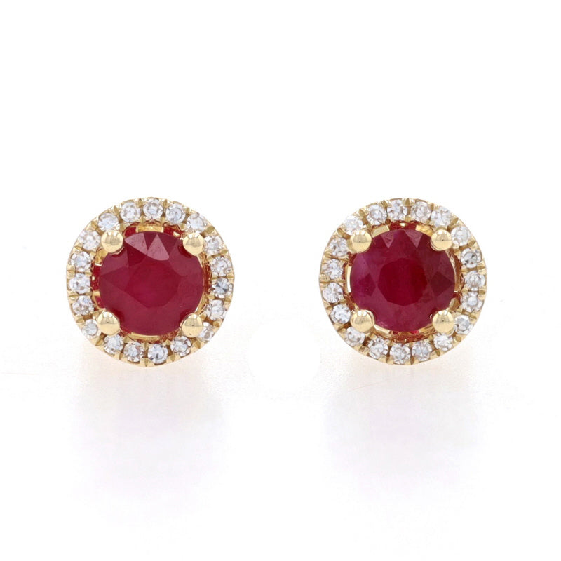 .70ctw Ruby & Diamond Earrings Yellow Gold