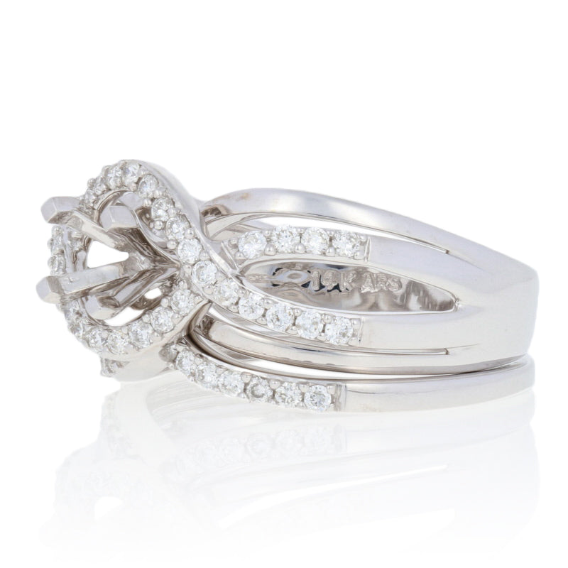 Semi-Mount Halo Engagement Ring & Wedding Band .50ctw