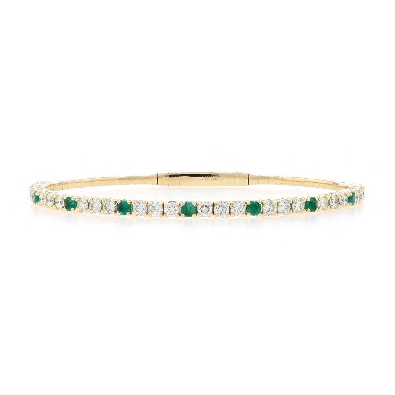 2.65ctw Emerald & Diamond Bracelet Yellow Gold