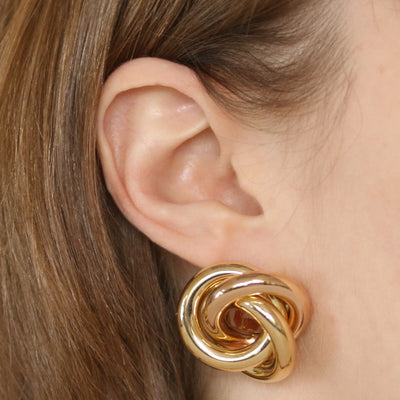 Intertwined Circle Earrings Yellow Gold