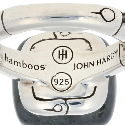 John Hardy 14mm Cushion Labradorite Batu Bamboo Ring Sterling Silver