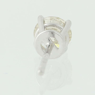 Diamond Stud Earrings - 14k White Gold Round Cut Pierced .75ctw