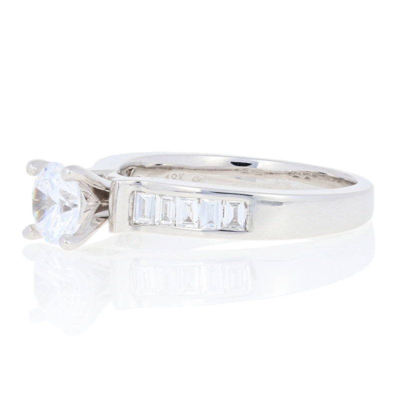 Semi-Mount Solitaire Baguette Accented Engagement Ring