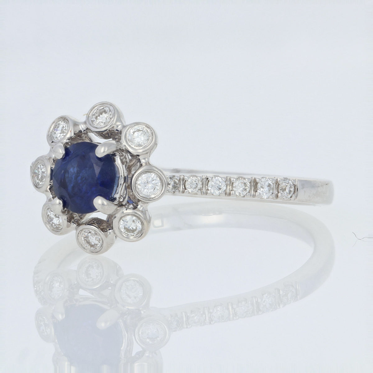 NEW Sapphire & Diamond Ring - 14k White Gold September .71ctw