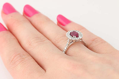 Ruby & Diamond Halo Ring 1.67ctw