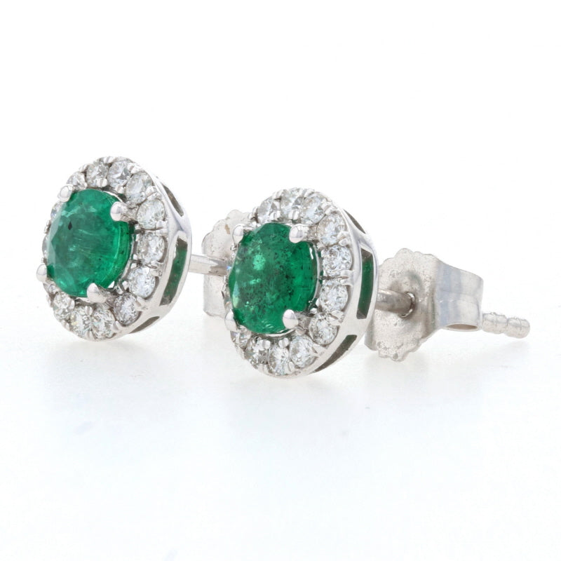 .57ctw Emerald & Diamond Earrings White Gold