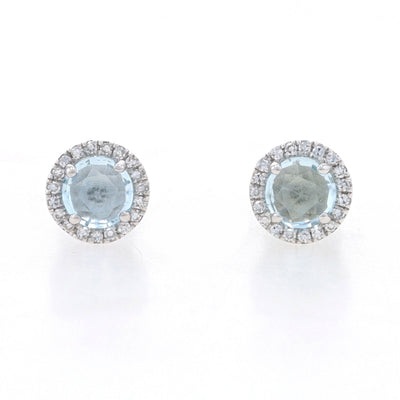 .76ctw Aquamarine Diamond Earrings White Gold