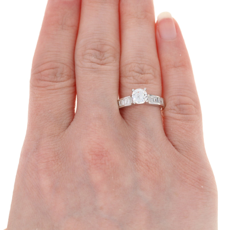 Semi-Mount Solitaire Baguette Accented Engagement Ring