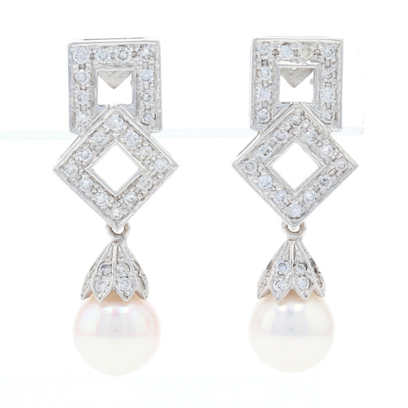 Akoya Pearl & Diamond Earrings White Gold
