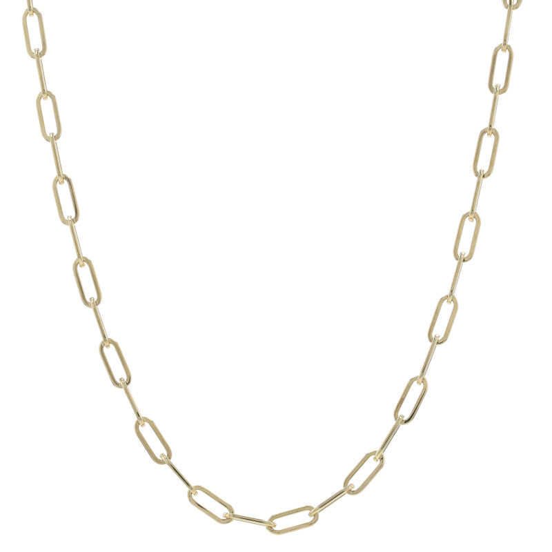 Paperclip Chain Necklace Yellow Gold