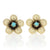 Turquoise Flower Earrings Yellow Gold