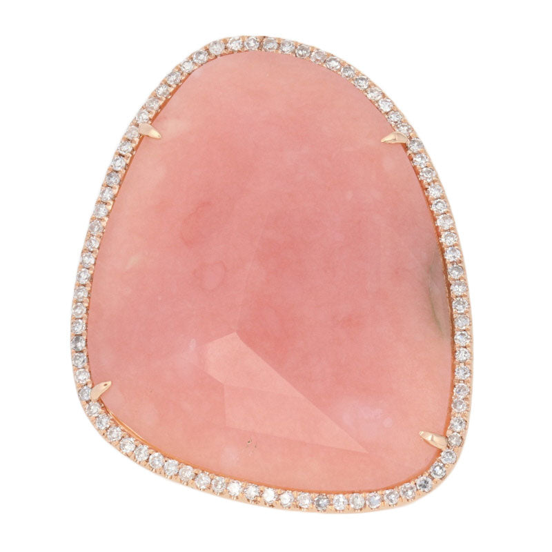 Pink Opal & Diamond Ring .37ctw