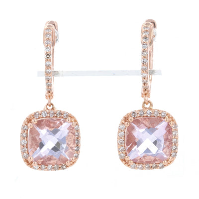 3.60ctw Morganite & Diamond Earrings Rose Gold