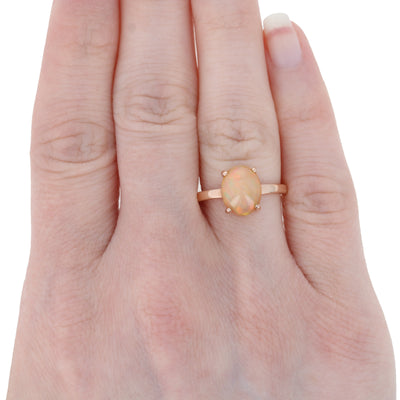 NEW Opal Solitaire Ring - 14k Rose Gold October Gift 7 1/4 Genuine 1.90ctw