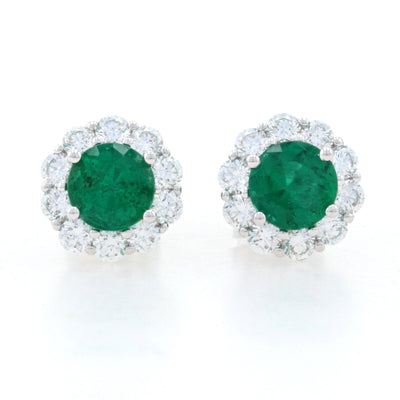 .89ctw Emerald & Diamond Earrings White Gold