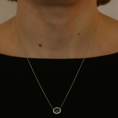 1.22ct Emerald & Diamond Necklace White Gold