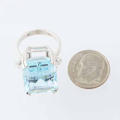 19.94ct Aquamarine & Diamond Cocktail Ring