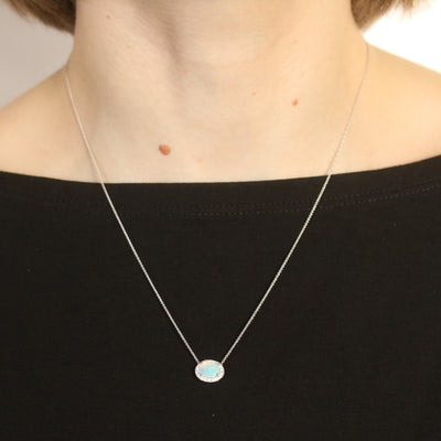 .60ct Opal & Diamond Necklace White Gold