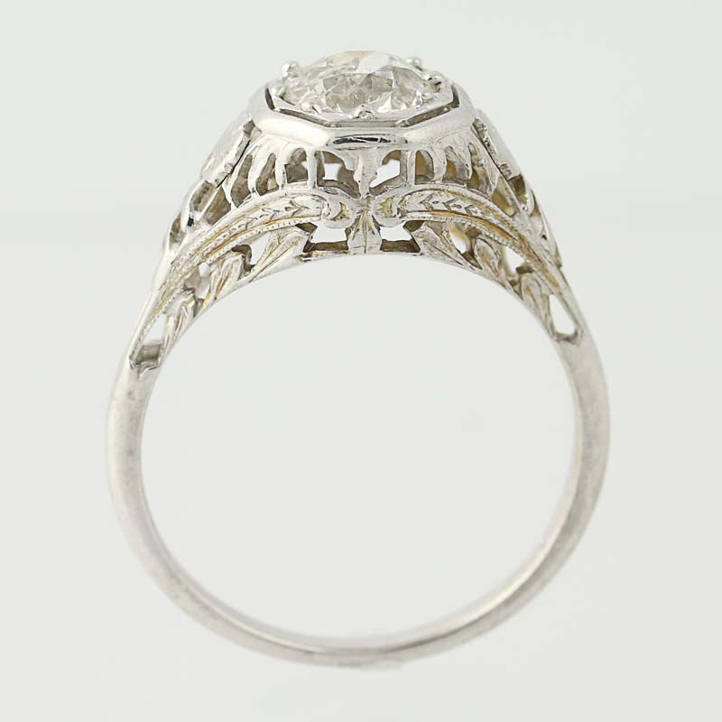 .73ctw European Cut Diamond Art Deco Engagement Ring -18k Gold Vintage Solitaire