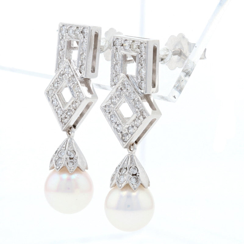Akoya Pearl & Diamond Earrings White Gold