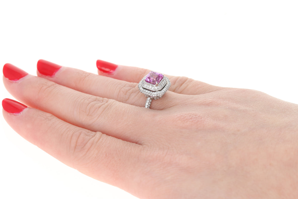 2.43ct Pink Sapphire & Diamond Ring