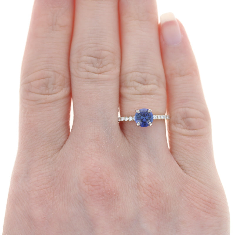 1.10ct Sapphire & Diamond Engagement Ring & Wedding Band Yellow Gold