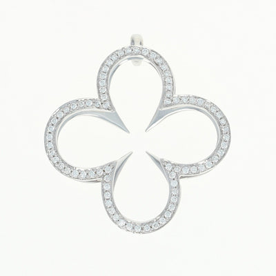 .59ctw Round Brilliant Diamond Fana Quatrefoil Pendant - 18k White Gold Clover