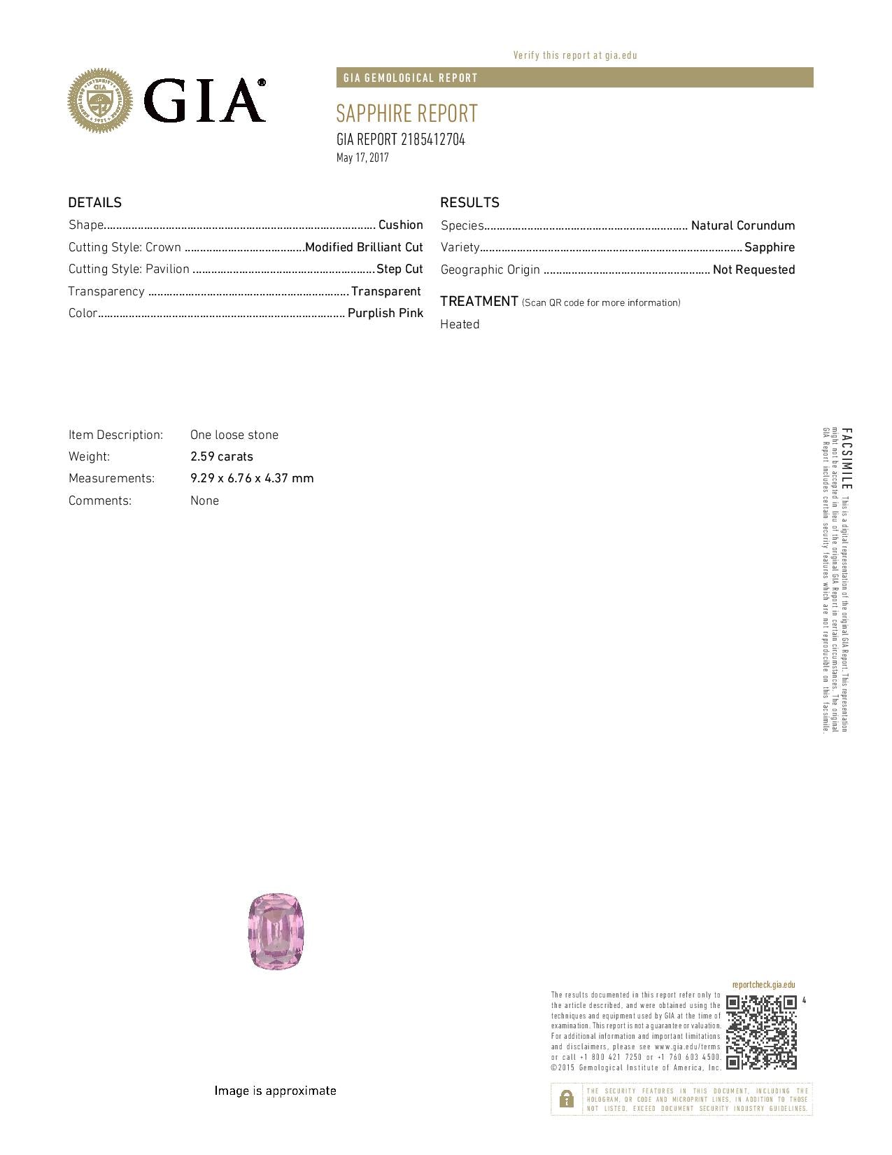 2.59ct Loose Sapphire Cushion GIA