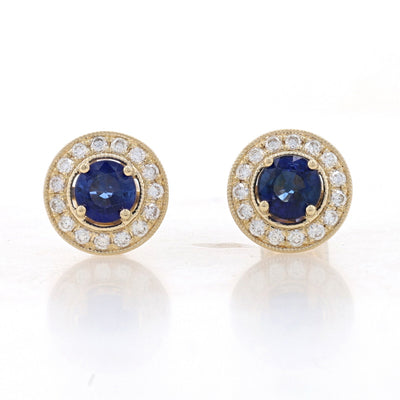 1.52ctw Sapphire and Diamond Earrings Yellow Gold