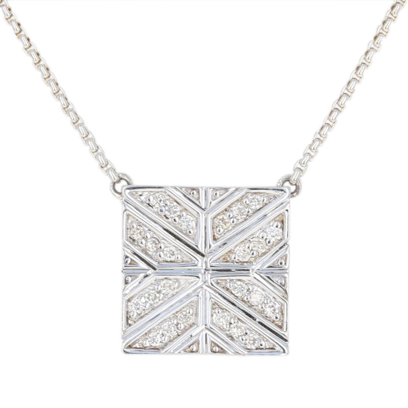 John Hardy .19ctw Pave Diamond Modern Chain Necklace Sterling Silver