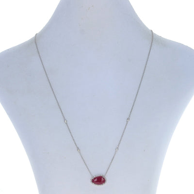 3.33ctw Ruby & Diamond Pendant Necklace White Gold