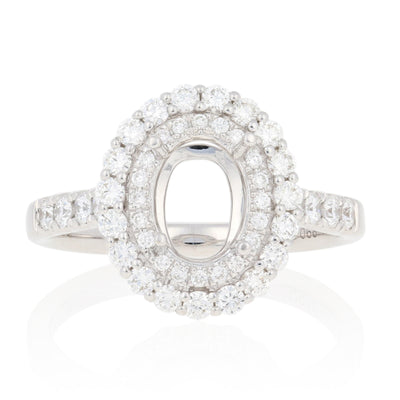 Semi-Mount Oval Double Halo Ring Engagement.68ctw