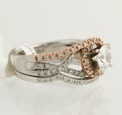 NEW Semi-Mount Engagement Ring & Wedding Band - 14k White & Rose Gold