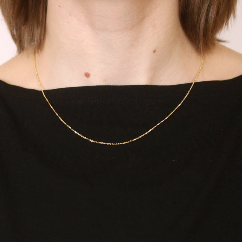 Diamond Cut Cable Chain Necklace Yellow Gold