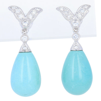 Turquoise & Diamond Drop Earrings