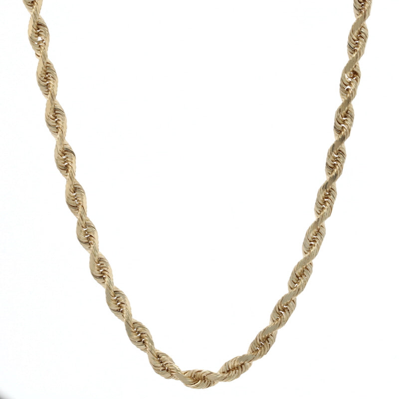 Diamond Cut Rope Chain Necklace Yellow Gold