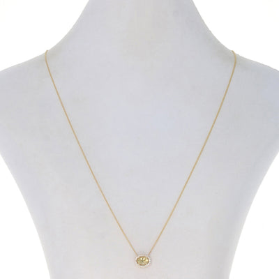 .83ctw Golden Beryl/Heliodor & Diamond Pendant Necklace Yellow Gold