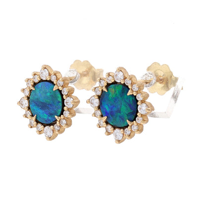 Nina Wynn Paradiso Opal and Diamond Earrings Yellow Gold