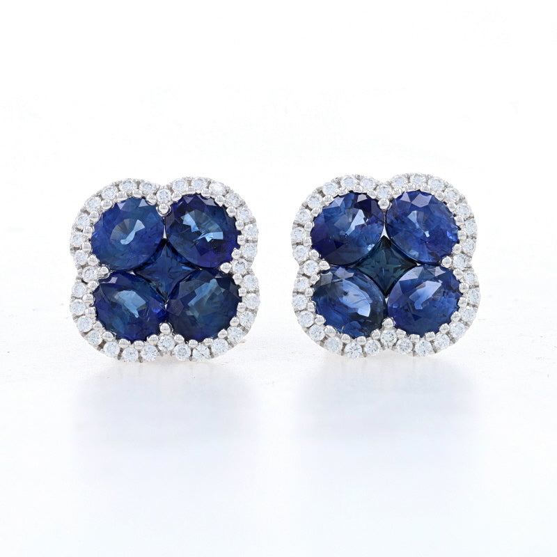 4.01ctw Sapphire & Diamond Earrings White Gold