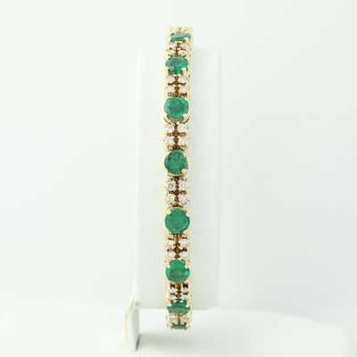 Emerald & Diamond Tennis Bracelet 9.86ctw