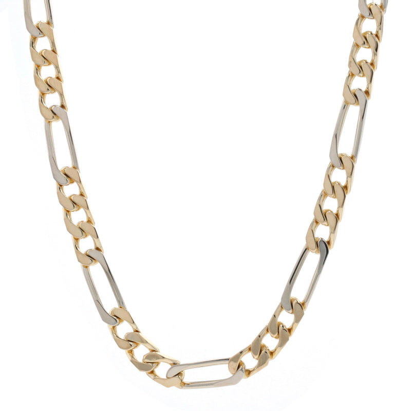 Diamond Cut Figaro Chain Necklace Yellow Gold