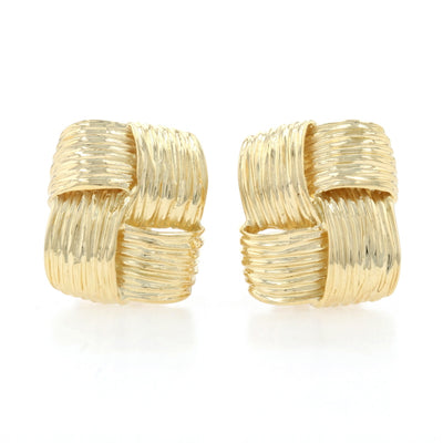 10kt Yellow Gold Ribbed Love Knot Ball Post Earrings