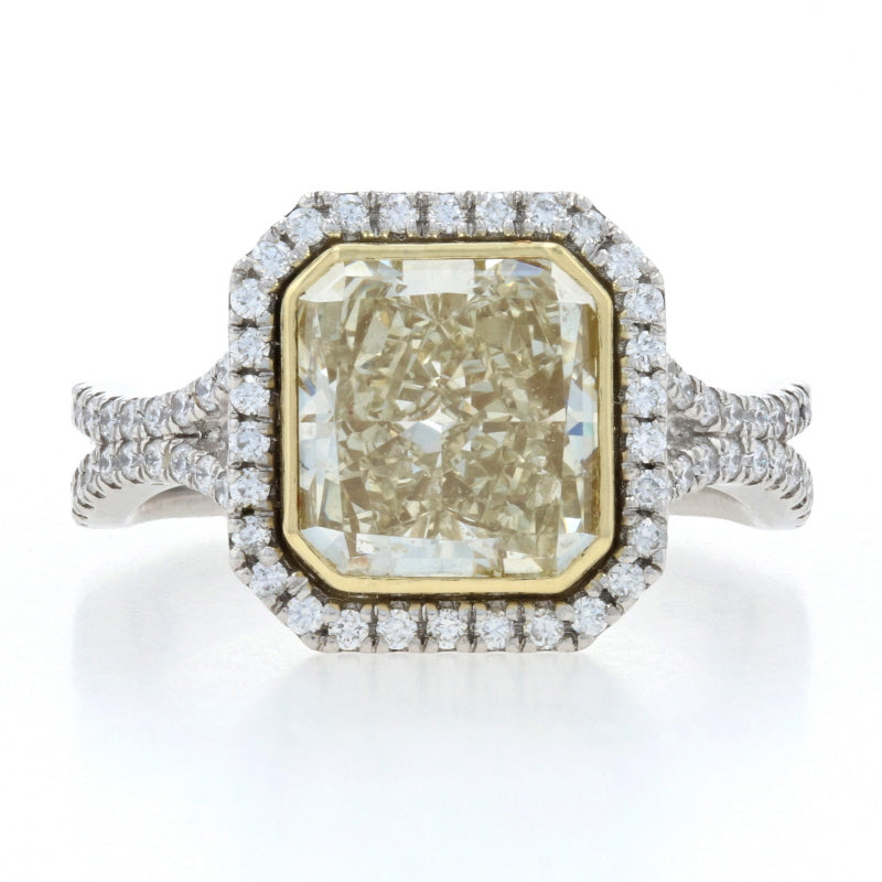 2.74ct Fancy Yellow Diamond Ring Platinum & Yellow Gold